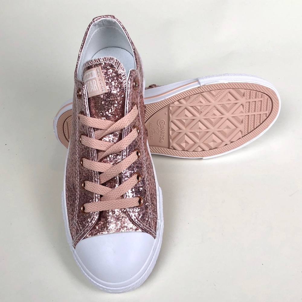 Converse Ctas Ox Blush Pink Sparkle Low Top - Picture 6 of 7